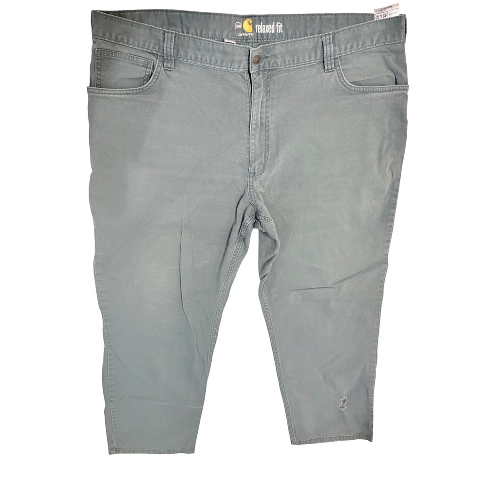 Carhartt 102517 ELM‎ Relaxed Fit Canvas Work Pants Green 42x30 Mens IRR